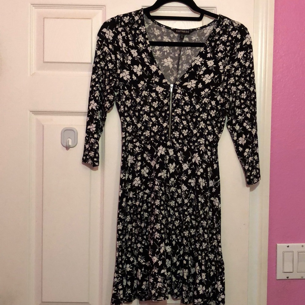 Express Black and White Floral Dress